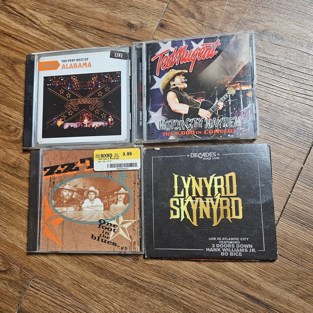 Lot of 4 Southern Rock Metal CDs Alabama, Ted Nugent, Lynyrd Skynyrd,‎ ZZ Top